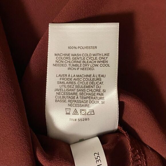 Express Merlot Long Sleeve Tie Front Wrap Chiffon Office Blouse NWT | Size Small - Picture 4 of 5